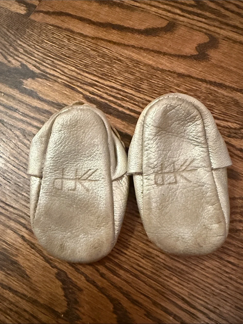 Freshly Picked Metallic Gold Bow Moccasins for Kids